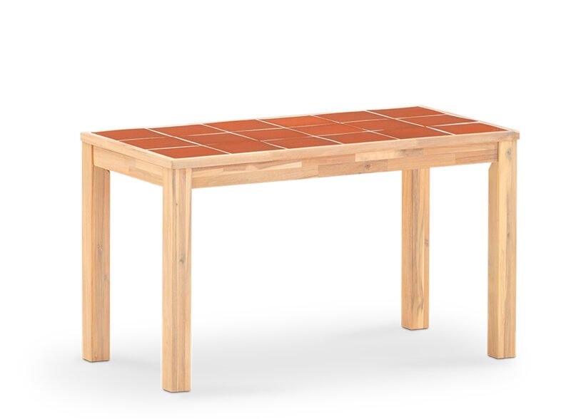 Table à manger de jardin 125×65 en bois et céramique terre cuite – Ceramik