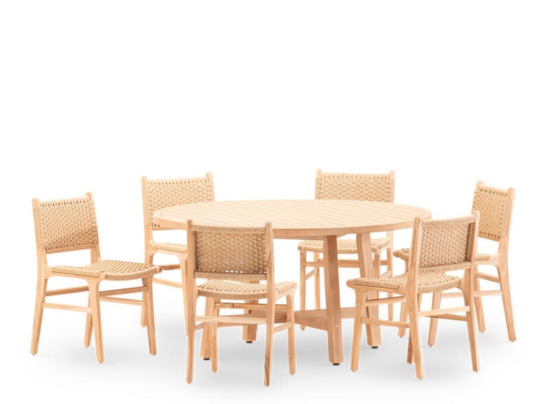 Set de salle à manger de jardin 6 places table ronde d150 – Riviera & Modena