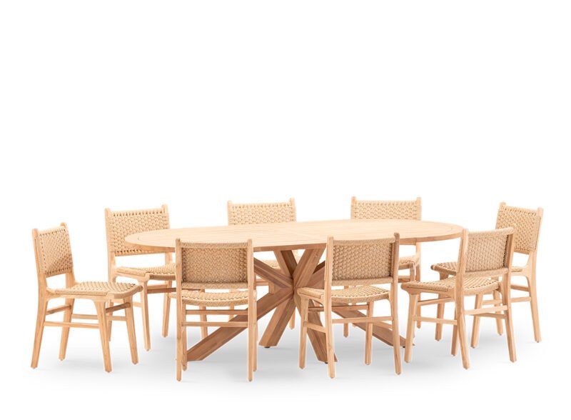 8-seater garden dining set oval table 220×115 – Riviera & Modena