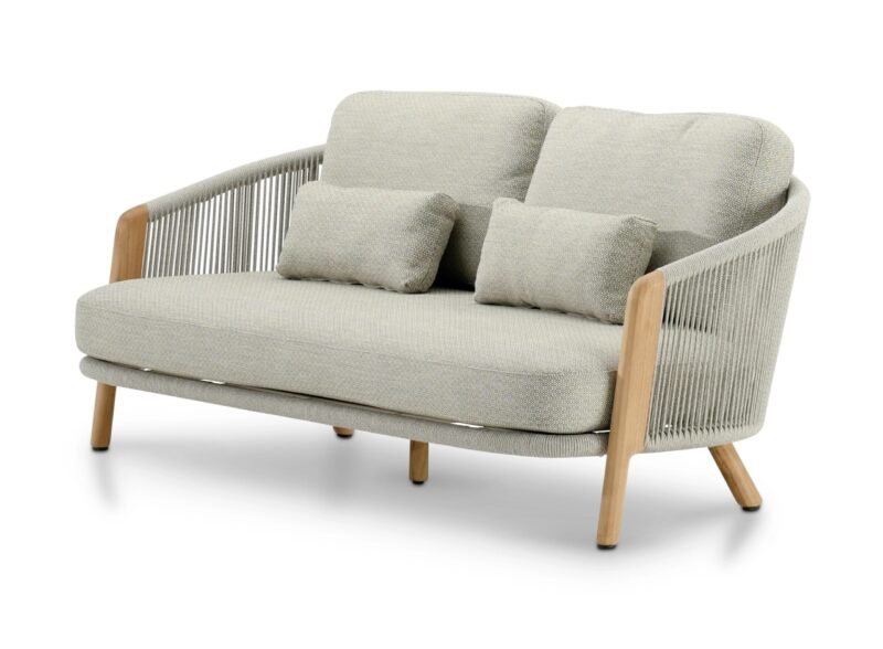 2-Sitzer-Sofa aus Teakholz und Seil beige – Bozen