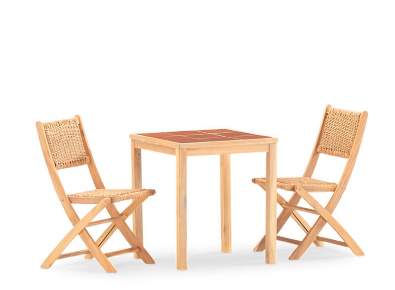 2-seater garden dining set terracotta ceramic table 65×65 – Ceramik & Serena