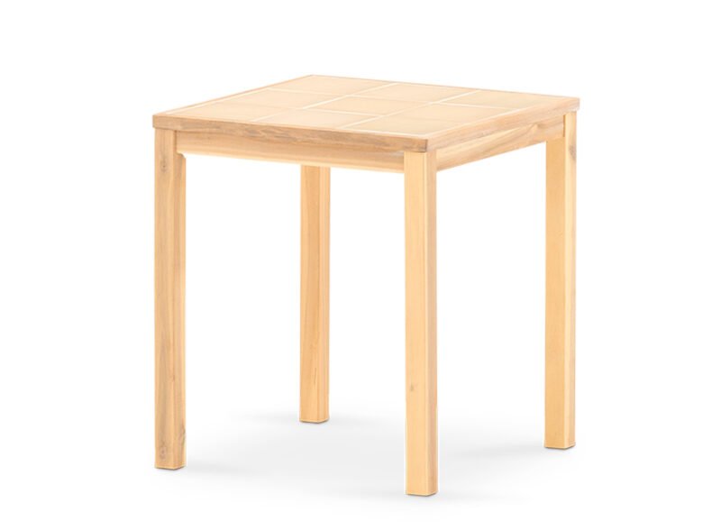 Garden dining table 65×65 in wood and beige ceramic – Ceramik