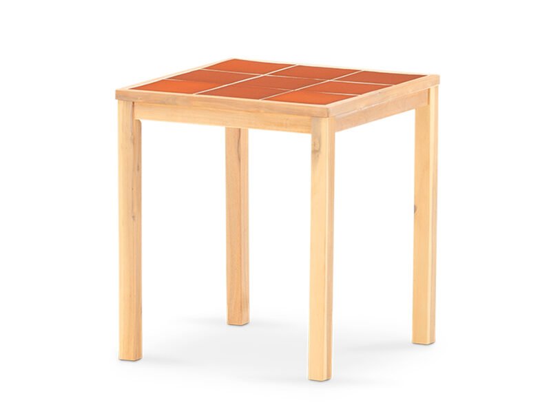 Table à manger de jardin 65×65 en bois et céramique terre cuite – Ceramik