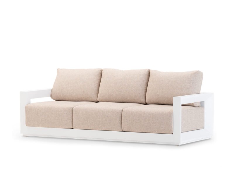 White aluminium 3 seater garden sofa – Florence