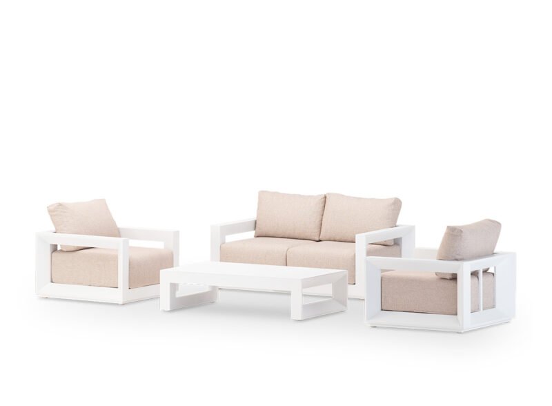 Gartengarnitur 4-Sitzer Aluminium weiß – Florenz