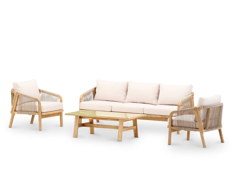 5-Sitzer-Set Gartenveranda Keramiktisch hellgrün 125×65 – Riviera & Ceramik