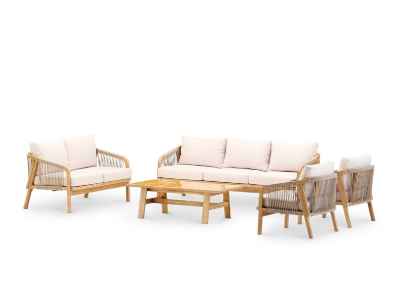 7-Sitzer-Gartenveranda-Set mit Senftisch aus Keramik 125×65 – Ceramik & Riviera