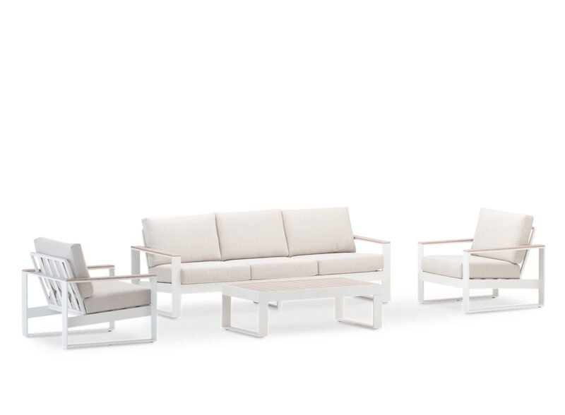 Gartengarnitur aus weißem Aluminium 5 Sitze – Kyoto