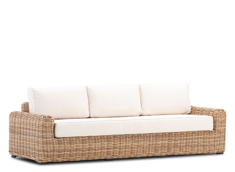 Garden sofa synthetic rattan 3 seats beige – Zimbabwe