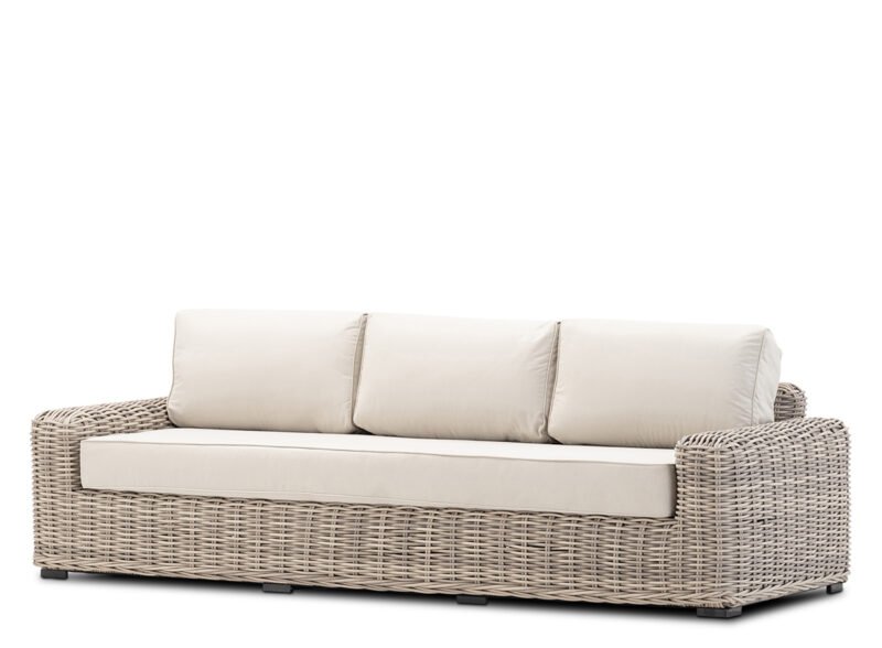 Graues Gartensofa aus synthetischem Rattan 3 Sitze – Simbabwe