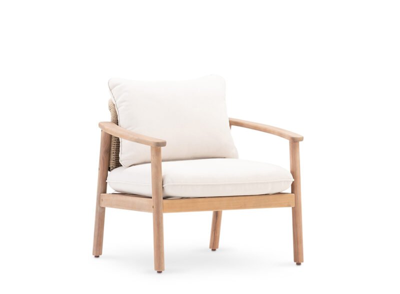 Pack de 2 fauteuils de jardin en bois beige et corde – Brera