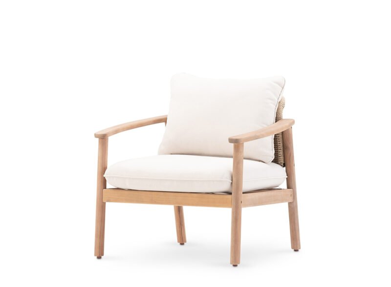 Pack of 2 beige wood and rope garden armchairs – Brera