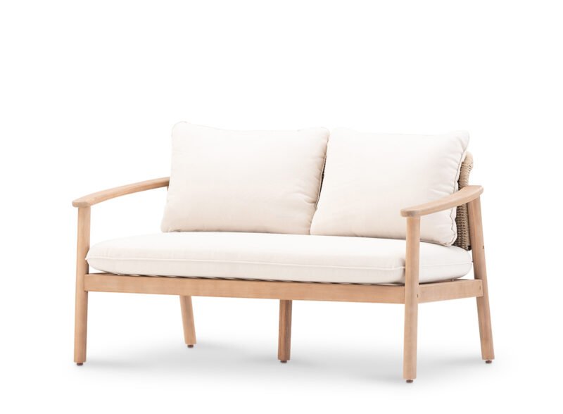 Beige 2-seater garden sofa wood and rope – Brera