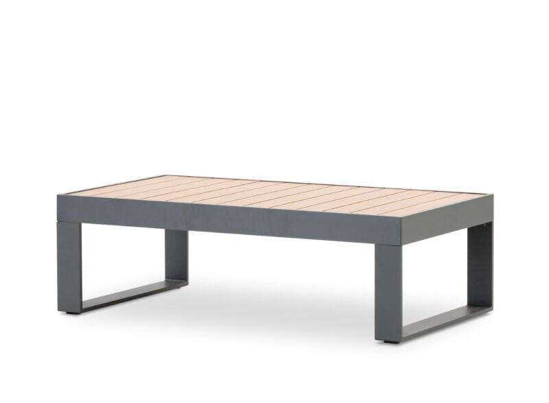 Anthracite and wood imitation aluminum outdoor coffee table – Kyoto