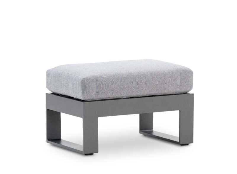 Outdoor footrest in anthracite aluminum and gray cushion – Kioto