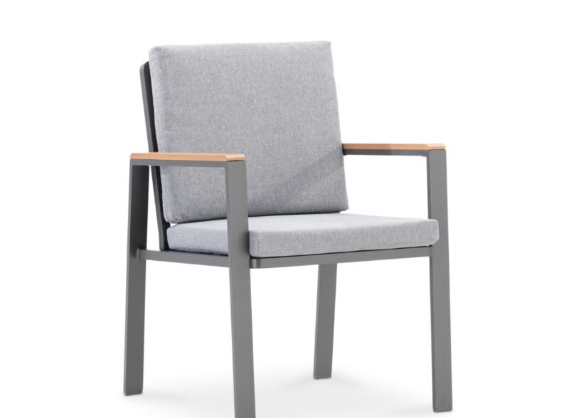 Pack 8 cadeiras de jardim antracite de alumínio com almofada – Quioto
