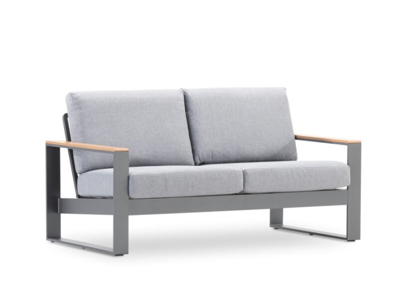 Outdoor-Sofa aus anthrazitfarbenem Aluminium und grauem 2-Sitzer-Kissen – Kyoto