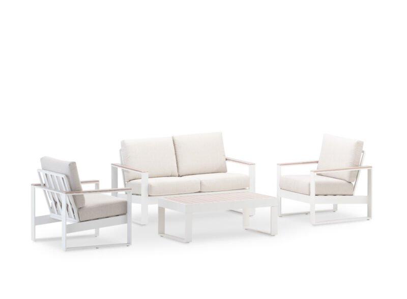 Gartengarnitur aus weißem Aluminium 4 Sitze – Kyoto