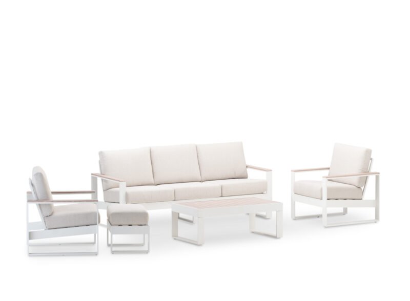 Gartengarnitur aus weißem Aluminium 6 Sitze – Kyoto