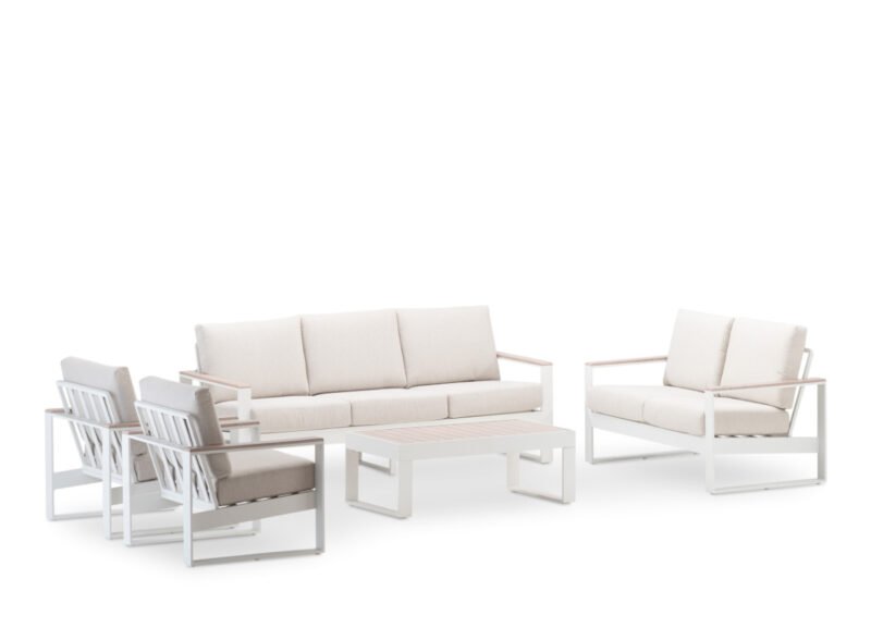Gartengarnitur aus weißem Aluminium 7 Sitze – Kyoto