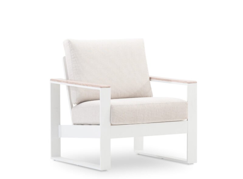 Pack 2 Outdoor-Sessel aus weißem Aluminium und beigem Kissen – Kyoto