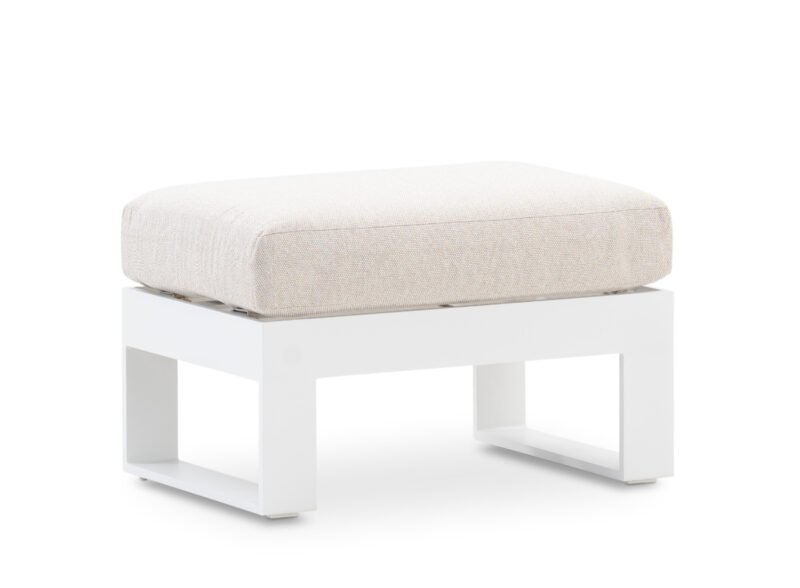 Outdoor footrest in white aluminum and beige cushion – Kioto