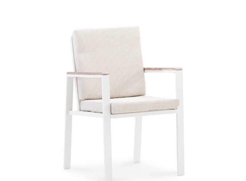 Pack de 6 chaises de jardin en aluminium blanc avec coussin – Kyoto