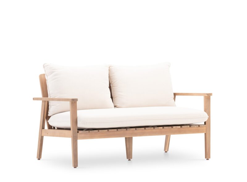 Garden sofa wood and raw cushions 2 seats – Portland