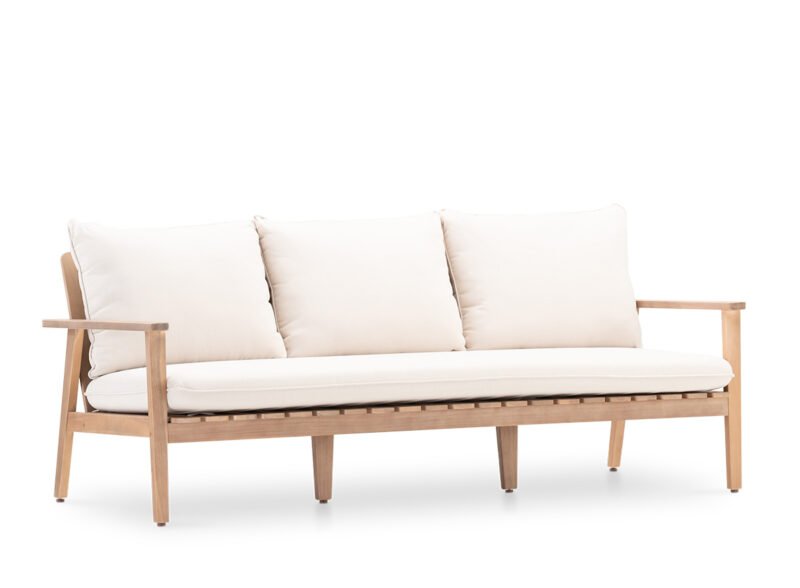 Garden sofa wood and raw cushions 3 seats – Portland