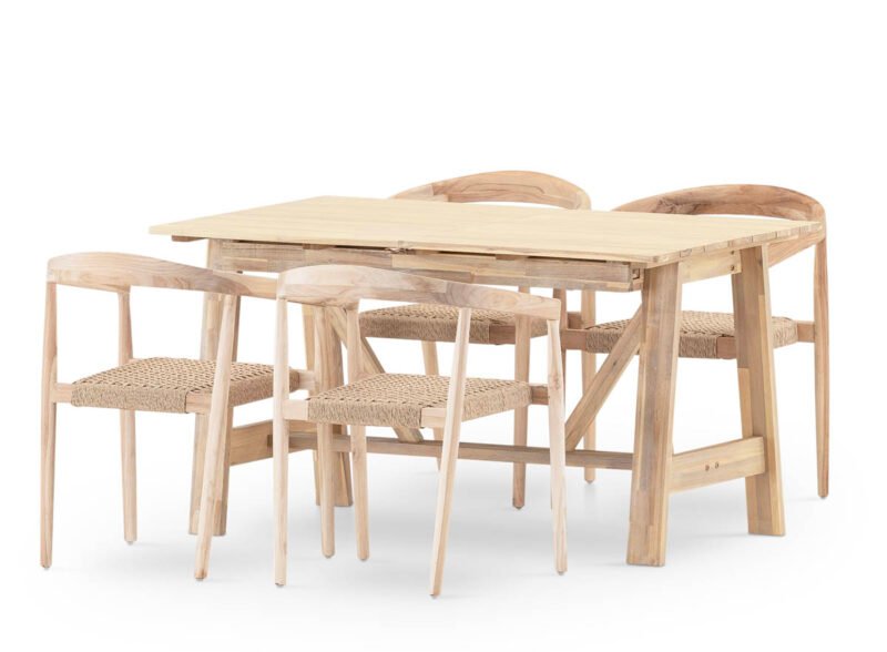 Garten-Esstisch aus Holz ausziehbarer 4-Sitzer-Tisch – Java Light | Modena