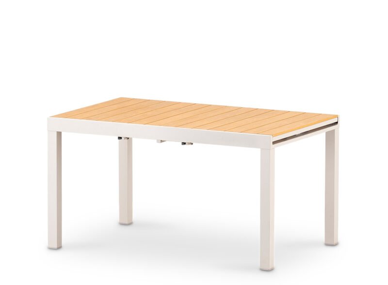 Mesa jardín extensible aluminio beige 200/140×90 cm y polietileno de alta densidad – Osaka