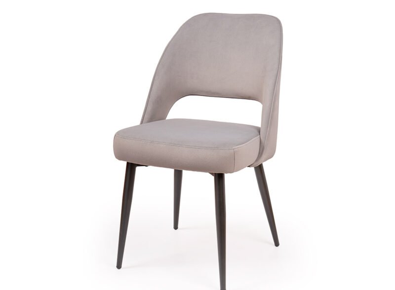 Silla de interior de acero y tapizado gris – Harlem