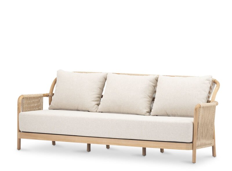 Sofá de Jardín 3 Plazas de Madera de Teca y Ratán – Delfos Sofá de Jardín 3 Plazas de Madera de Teca y Ratán – Delfos