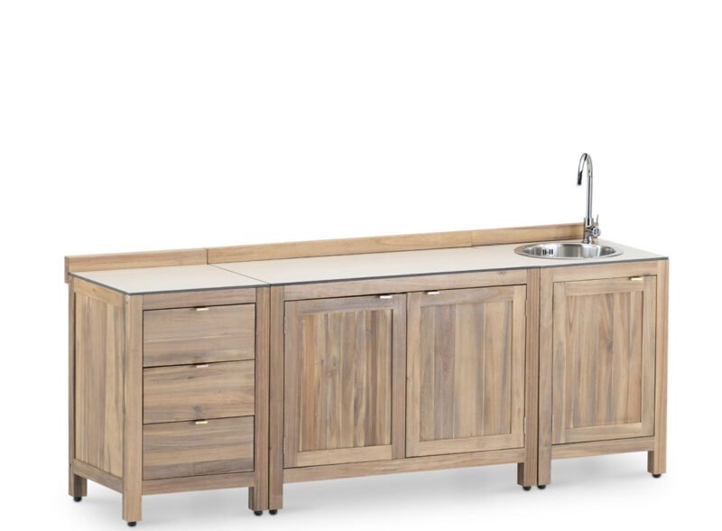 Conjunto 3 Modulos Cocina Exterior 240X60 Natural – Estio