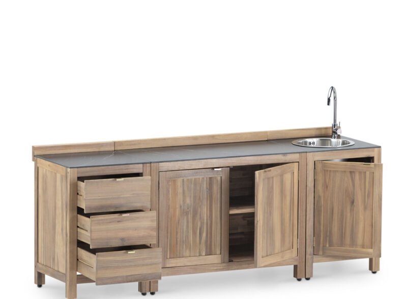 Conjunto 3 Modulos Cocina Exterior 240X60 Antracita – Estio