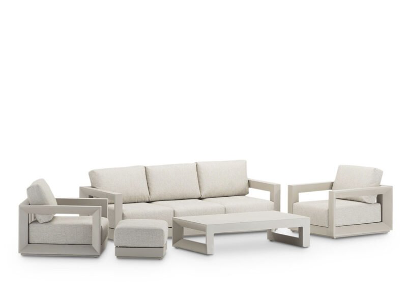 Set De Jardin 5 Plazas Con Reposapies Aluminio Beige – Florencia