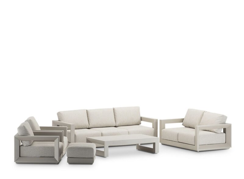 Set De Jardin 7 Plazas Con Reposapies Aluminio Beige – Florencia