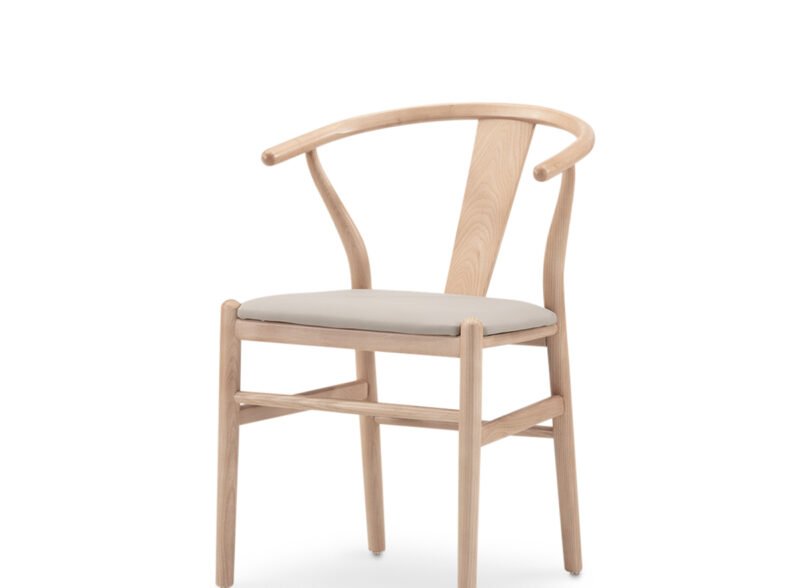 Silla de hostelería de madera tapizada beige – Greenwich