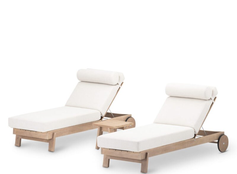 Conjunto De 2 Tumbonas de Madera Con Mesita Auxiliar – Viana