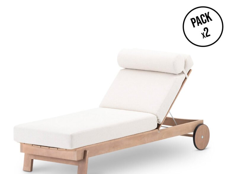 Pack de 2 Tumbonas de Madera con Cojin – Viana Pack de 2 Tumbonas de Madera con Cojin – Viana