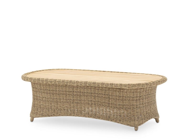 Mesa auxiliar de Jardín de teca y ratán 120x65cm – Zanica Mesa auxiliar de Jardín de teca y ratán 120x65cm – Zanica