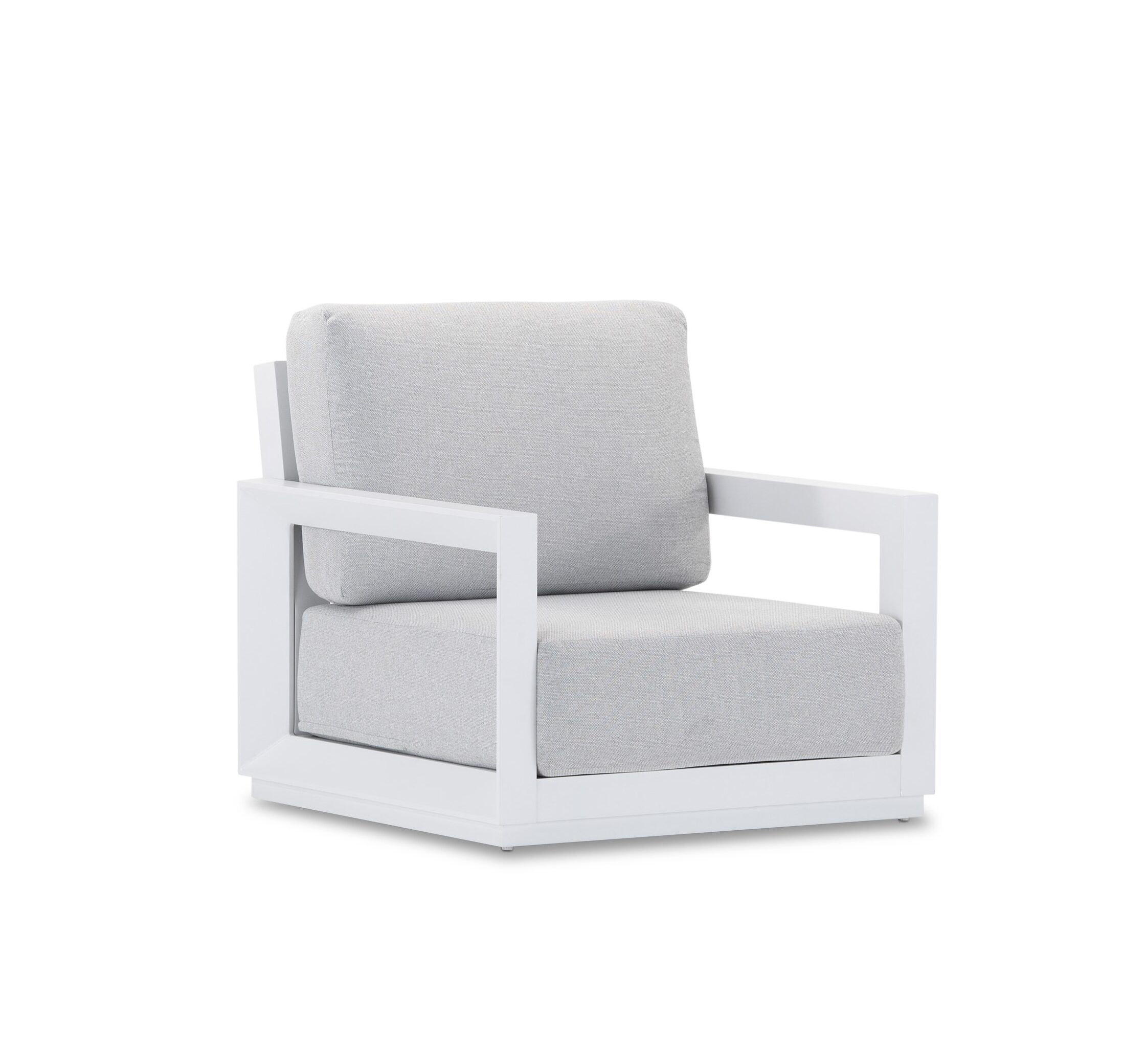 Sillón de jardín de aluminio blanco y cojines grises – Nuoro